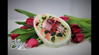 Decoupage Tutorial  Easter Egg with Red Roses  DIY [upl. by Yar]