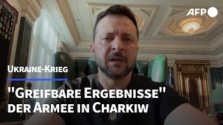 Ukraine Selenskyj spricht von quotgreifbaren Ergebnissenquot in Charkiw  AFP [upl. by Aettam]