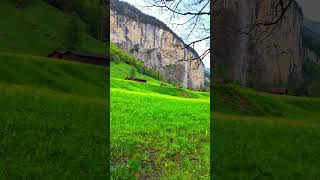 Village Beauty  Lauterbrunnen Switzerland🇨🇭switzerland nature travel waterfall fyp shorts [upl. by Sinnylg]