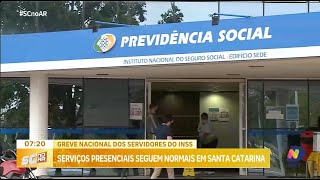 Greve nacional dos servidores do INSS serviços presenciais seguem normais em SC [upl. by Rovner]