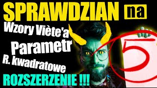 ✅SPRAWDZIAN na 5❗️ Wzory Vietea równania kwadratowe z PARAMETREM PEWNIAK na MATURĘ ROZSZERZONĄ❗️ [upl. by Nauhs]