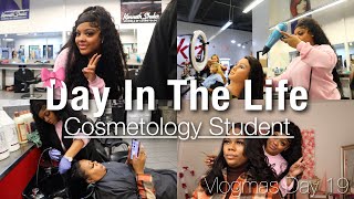 VLOGMAS  DAY IN THE LIFE OF A COSMETOLOGY STUDENT 🤍💇🏽‍♀️ [upl. by Alphonso]