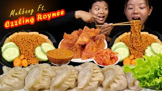 Mukbang Ft czzlingroynee🤩Eating Juicy Pork Momo Chicken Diamond amp Spicy Noodles Eating Show [upl. by Dagall]