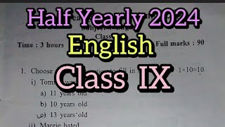 Class IX English Paper Half Yearly Examination 2024English Paper class IXclass 9 English Paper [upl. by Hunt]