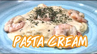 พาสต้ากุ้งครีมซอส  Pasta Cream Capellini Alfredo  Win’s recipe [upl. by Seabrooke150]