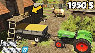 1950S Manual unloading of grain with buckets into the attic Farming simulator 22 FS 22 Ep 84 [upl. by Naga249]