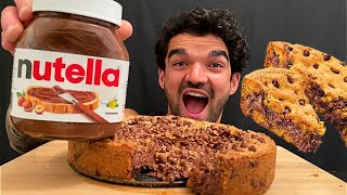 ASMR MUKBANG NUTELLA CHOCOLATE GIANT COOKIE CHOCOLATE COOKIE PIE EATING SOUNDS [upl. by Lavelle]