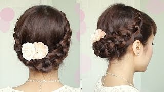 Crochet Braid Updo Hairstyle for Medium Long Hair Tutorial  Bebexo [upl. by Haimaj717]