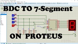 8SIMULATION OF BCD TO 7SEGMENT DISPLAY DECODER  ON PROTEUS [upl. by Ahtekahs]