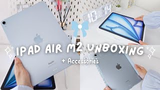 the NEW iPad Air M2 2024 in Blue 💙 unboxing amp setup ✨ accessories [upl. by Blythe872]