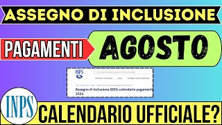 🔴 ASSEGNO DI INCLUSIONE ➡ PAGAMENTI AGOSTO [upl. by Eipper]