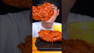 EATING SPICY KOREAN FRIED CHICKEN WITH CHEESE SAUCE shorts mukbang friedchicken cheesesauce [upl. by Stauffer]