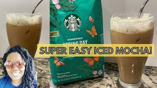 LOW CALORIE Iced Mocha Coffee at home  Starbucks Iced Latte Dupe  Low sugar recipe [upl. by Eniamat635]