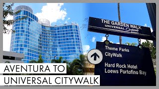 Walking from Universals Aventura Hotel to Citywalk via the Garden Walk  Universal Orlando Resort [upl. by Nedda322]