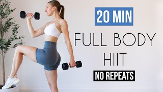 20 MIN FULL BODY HIIT with weights NO REPEATS [upl. by Nodababus724]