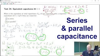 Calculation of the total capacitance of series and parallel connection of capacitors w derivation [upl. by Radcliffe]