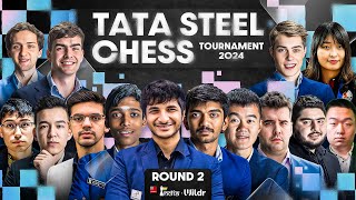 Tata Steel Chess 2024  Round 2  Pragg Gukesh Vidit Anish  Live commentary Sagar Amruta [upl. by Aneras]