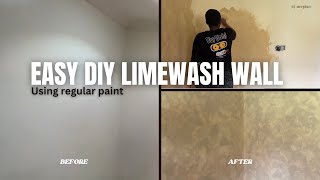 DIY FAUX LIMEWASH WALL USING REGULAR WALL PAINT  less than 3mins  easy diy [upl. by Staten]