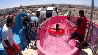 Pink GoGo Water Slide at Cowabunga Bay Las Vegas [upl. by Gurias855]