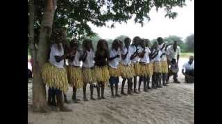 School learners perform traditional dance at Choi Zambezi Region formerly Caprivi Namibia [upl. by Hengel]