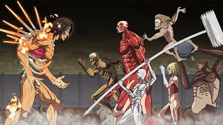 Part 2 of Eren Levi Mikasa Armin vs Armored Titan Female Titan Jaw Warhammer  Attack on Titan [upl. by Aidua80]