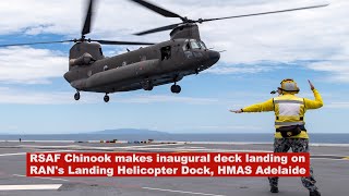 RSAFs Chinook Inaugural Landing on RANs HMAS Adelaide [upl. by Aneda]