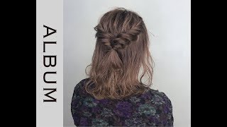 《 簡単 》ミディアムヘアのハーフアップねじりアレンジ【ヘアアレンジ】 〖ALBUM〗 [upl. by Goines]