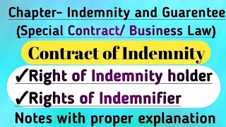 Contract of Indemnity Rights of Indemnity holder Rights of Indemnifier I Examples and Notes [upl. by Novahc686]