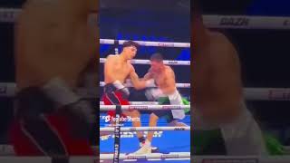 Junaid Bostan getting insane leverage on fight ending left to body vs Sommariva boxing boxeo [upl. by Salaidh]