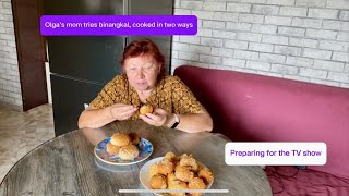 Mom Olga tries binangkal cooked in two ways [upl. by Reywas]