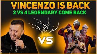 VINCENZO is BACK ⭕ 2 vs 4 ⏩ VINCENZO vs Pro Subscriber Clash Squad Custom  Garena Free Fire [upl. by Nereus]