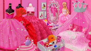 Barbie Disney Princess Miniature Dollhouse  Barbie Doll Dress up  Mini Makeup and more [upl. by Oeramed558]