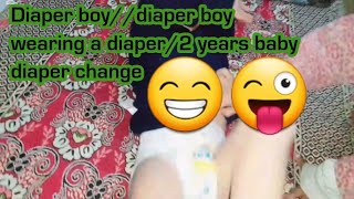 Diaper boydiaper boy wearing a diaper2 years baby diaper change [upl. by Vitia]