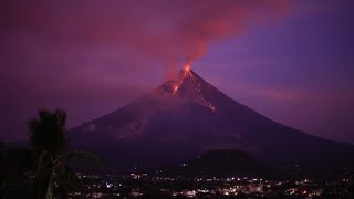 Philippines Timelapse of Mayon volcano erupting during sunrise [upl. by Ttimme880]