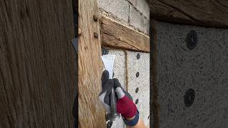 Install of oakum carpentry carpenter oak joinery construction carpentrytips [upl. by Eibob]