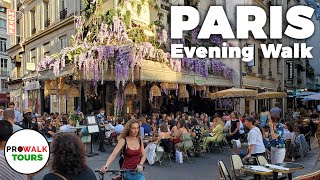 Paris Evening Walk and Bike Ride  4K  With Captions [upl. by Nnylatsyrk]