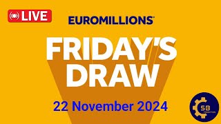 euromillions draw Live Friday 22 November 2024  Tirage Euromillions en direct  euro million draw [upl. by Laris]