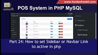 POS System in PHP Part 24 How to set Sidebar or Navbar Link to active in PHP [upl. by Leihcar]