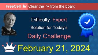 Microsoft Solitaire Collection FreeCell  Expert  February 21 2024 [upl. by Akinahs890]