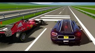 Ferrari F1 2017 vs Koenigsegg One1 TOP SPEED BATTLES [upl. by Jaenicke]