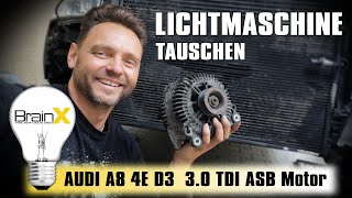 Lichtmaschine wechseln Generator Audi A8 4E D3  30TDI V6 ABS Engine [upl. by Ivad181]