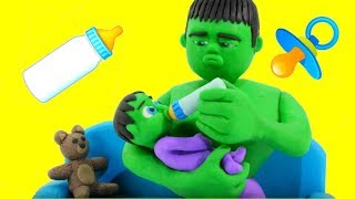 HULK BABY SITTER ❤ Frozen Elsa amp Superhero Babies Play Doh Cartoons [upl. by Nwahsal]