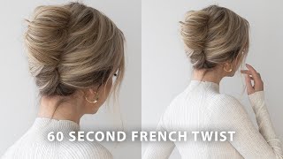 60 Second French Twist Updo Hair Tutorial [upl. by Alduino]