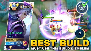 LING FASTHAND BEST BUILD amp EMBLEM  MUST USE THIS BUILD  Ling Gameplay Mobile Legends [upl. by Annawik938]