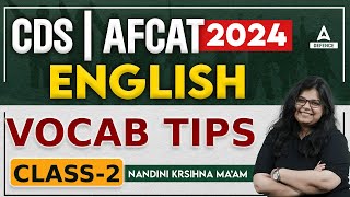 AFCATCDS 1 2024  AFCATCDS English Class  English  Vocabuary Tips by Nandini Krishna Maam [upl. by Bigod]