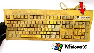 Windows95 Keyboard Restoration  Yellowed Plastic Retrobright ASMR [upl. by Kinch500]