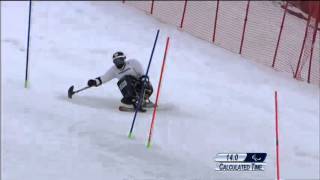 Efthymios Kalaras 1st run  Mens slalom sitting  Alpine skiing  Sochi 2014 Paralympics [upl. by Brandice]