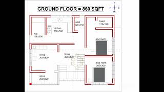 vasthu house plan west facing 860 sqft [upl. by Chi912]