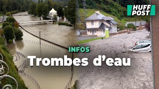 Pluies crues Lourdes inondée et route effondrée dans les PyrénéesAtlantiques [upl. by Lebazi244]