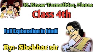 Know formalities please part1 class 4 lesson  English lesson  shekharenglishtutorclass4 [upl. by Garey]